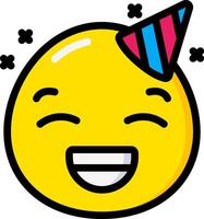 A smiling yellow emoticion with a party hat vector
