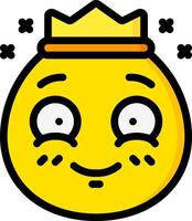 A cartoon smiley face with a crown on it vector