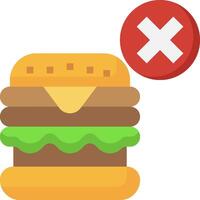 A hamburger with a red cross next to it vector