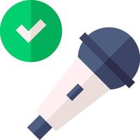 A microphone and green tick mark on a white background vector