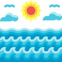 The sun and waves in the ocean vector