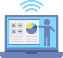 A laptop with a presentation on it vector