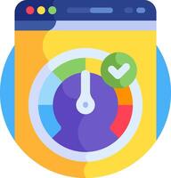 A colorful clock with a green tick and a green check mark vector