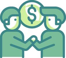 Two people shaking hands with a dollar sign above them vector