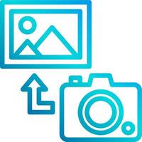 A camera and a photo with an arrow pointing to it vector