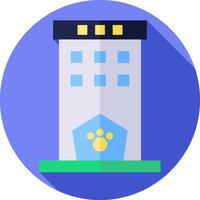 A flat icon of a building with a dog's paw vector