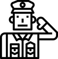 A black and white illustration of a man in uniform vector