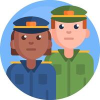 Two people in uniform standing next to each other vector