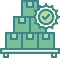A stack of boxes with a green tick vector