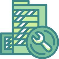 A green and white icon of a wrench and a file vector