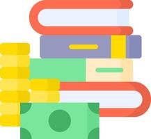 Stack of books and money with a stack of coins vector