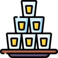 A stack of glasses with a tray on top vector