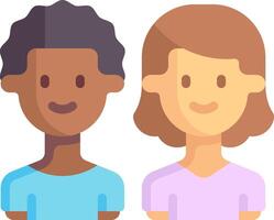 Two people with different skin tones are shown vector