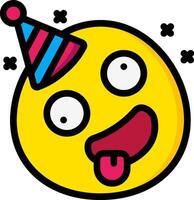 A cartoon yellow emoticion with a party hat vector