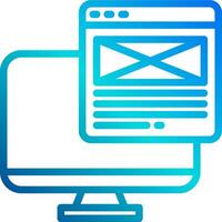 A computer monitor with a blue icon of a web page vector