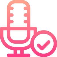 A microphone with a check mark and a pink background vector