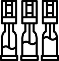 Three bottles with liquid in them on a white background vector