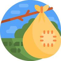 A bag hanging from a tree branch with a tree in the background vector