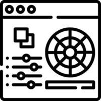 A black and white icon of a computer screen vector