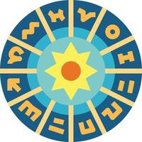The sun is in the center of the zodiac wheel vector