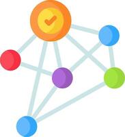 A network of colored dots and a check mark vector