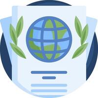 A globe with leaves and a ribbon around it vector