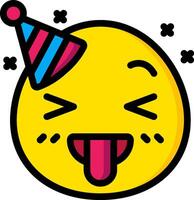 A cartoon smiley face with a party hat on vector