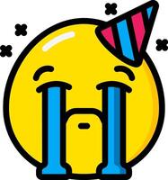 A yellow emoticion with a party hat on vector