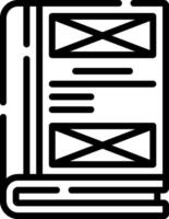 A black and white icon of a book vector