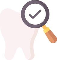 A tooth with a magnifying glass and check mark vector