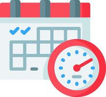 A calendar and a clock with a check mark vector