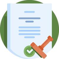 A stamp and a paper document with a check mark vector