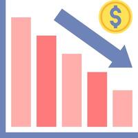 A dollar sign and a bar chart with an arrow pointing up vector