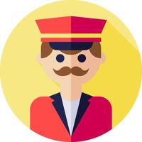 A flat icon of a man with a mustache and hat vector
