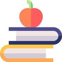 A stack of books with an apple on top vector
