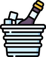 A bottle of wine in a bucket with ice vector