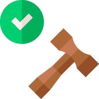 A hammer and green tick mark on a white background vector