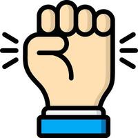 A fist with a blue and white background vector