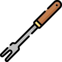 A barbecue fork with a handle and a wooden handle vector