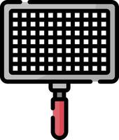 A black and white image of a light fixture with a red handle vector