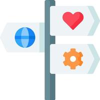 A sign with two arrows pointing to different directions vector
