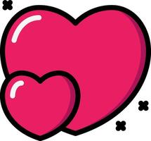 Two hearts with a black border on a white background vector