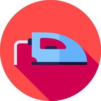 A flat icon of an iron on a red circle vector