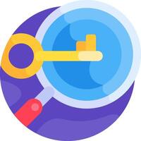 A magnifying glass and key icon vector