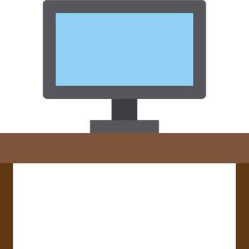 Computer desk with monitor and keyboard vector