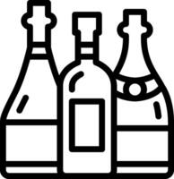 A black and white outline of three bottles vector