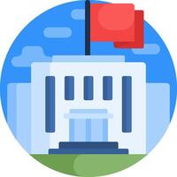 A red flag is flying on top of a building vector