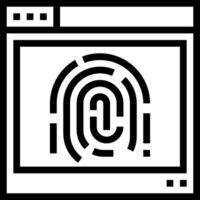 A black and white image of a fingerprint on a computer screen vector