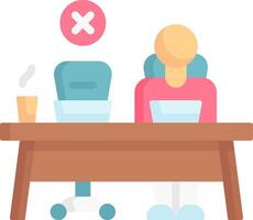 A person sitting at a desk with a computer vector