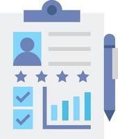 A clipboard with a pen and a star rating icon vector